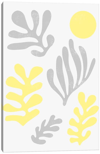 Matisse Leaves Illuminating Yellow Ultimate Canvas Art Print - Pantone 2021 Ultimate Gray & Illuminating
