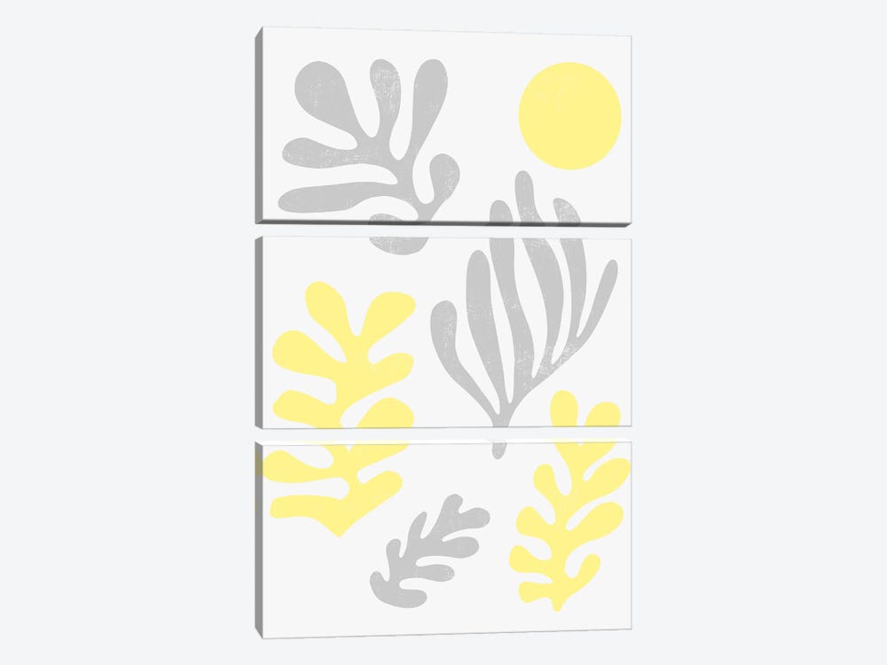 Matisse Leaves Illuminating Yellow Ultimate by Ninola Design 3-piece Canvas Wall Art