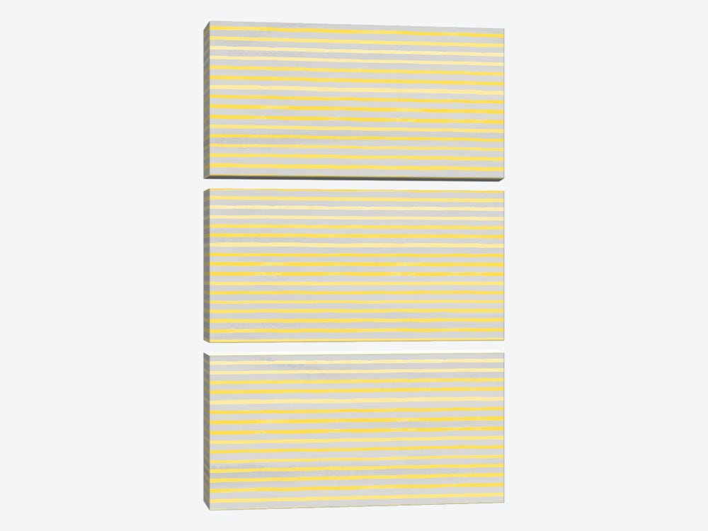 Marker Stripes Illuminating Yellow Ultimate by Ninola Design 3-piece Canvas Art Print