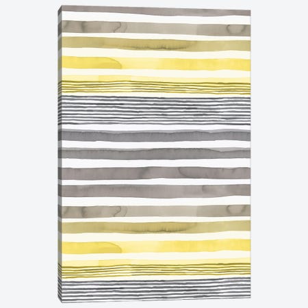 Stripes Illuminating Yellow Ultimate Gray Canvas Print #NDE205} by Ninola Design Canvas Art