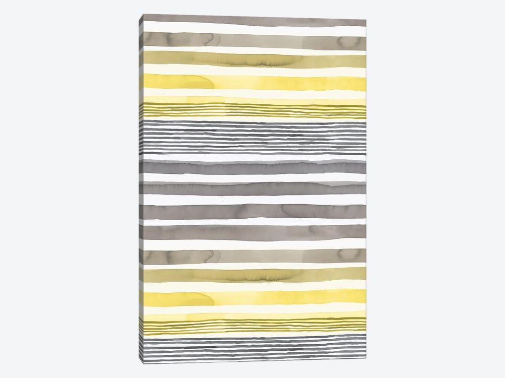 Stripes Illuminating Yellow Ultimate Gray by Ninola Design 1-piece Canvas Artwork