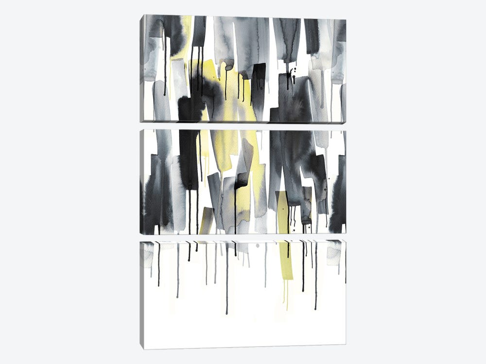 Watercolor Stripes Ultimating Gray by Ninola Design 3-piece Canvas Art Print