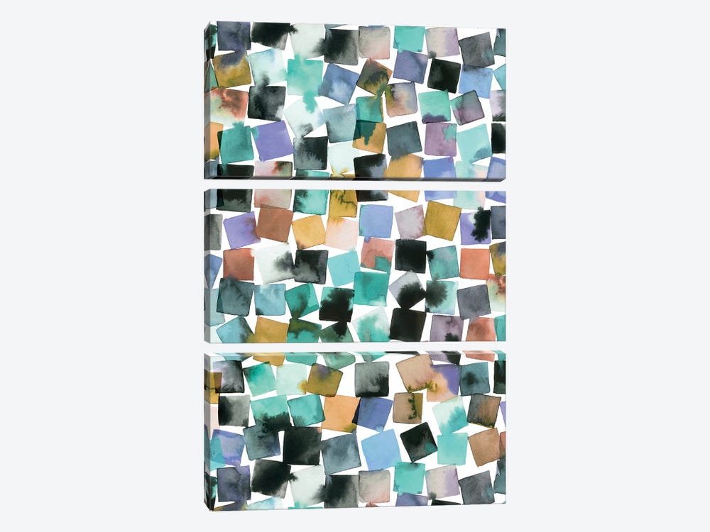 Watercolor Geometric Abstract Plaids by Ninola Design 3-piece Canvas Art Print