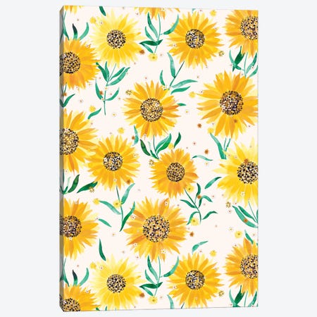 Summer Floral Sunflowers Cozy Canvas Print #NDE209} by Ninola Design Canvas Print