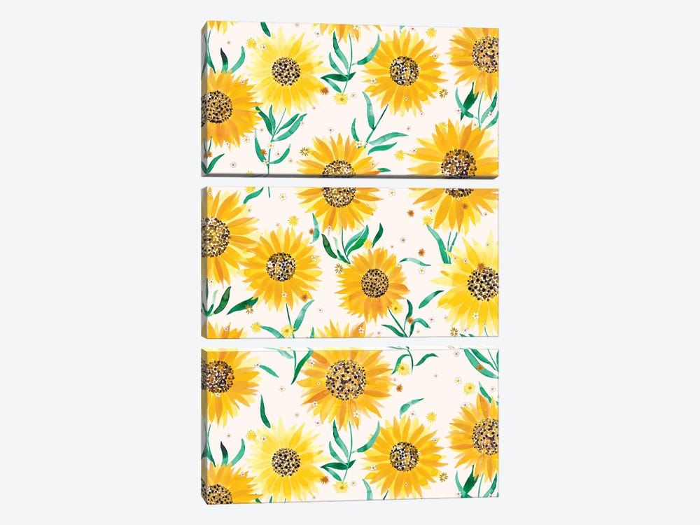 Summer Floral Sunflowers Cozy by Ninola Design 3-piece Canvas Art
