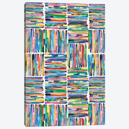 Handpainted Colorful Square Stripes Canvas Print #NDE210} by Ninola Design Canvas Art