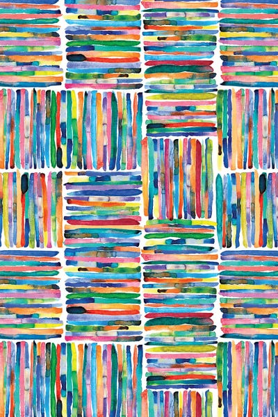 Ninola Design: Handpainted Colorful Square Stripes by Ninola Design