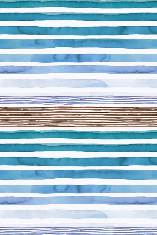 Watercolor Sunset Stripes Blue