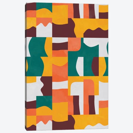 Organic Cubes And Shapes Green Orange Canvas Print #NDE217} by Ninola Design Canvas Art Print