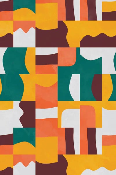 Ninola Design: Organic Cubes And Shapes Green Orange by Ninola Design