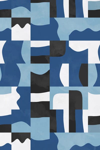 Organic Cubes And Shapes Blue Black