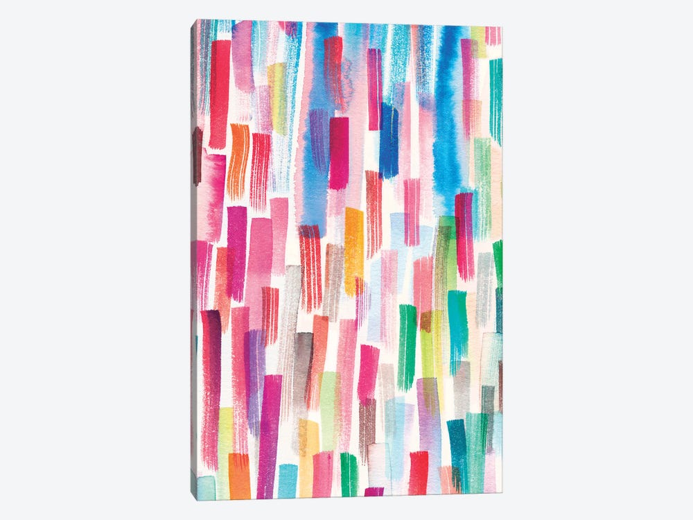 Colorful Brushstrokes Multicolored by Ninola Design 1-piece Canvas Art