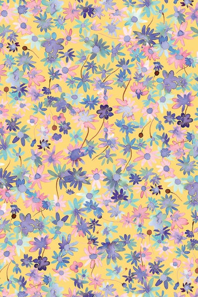 Daisies: Daisies Floral Mustard by Ninola Design