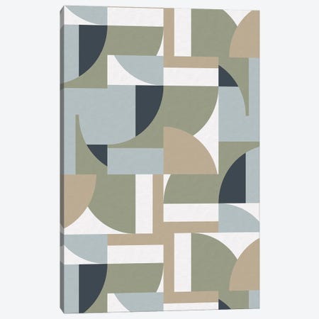 Futuristic Bauhaus Polygons Beige Canvas Print #NDE222} by Ninola Design Art Print