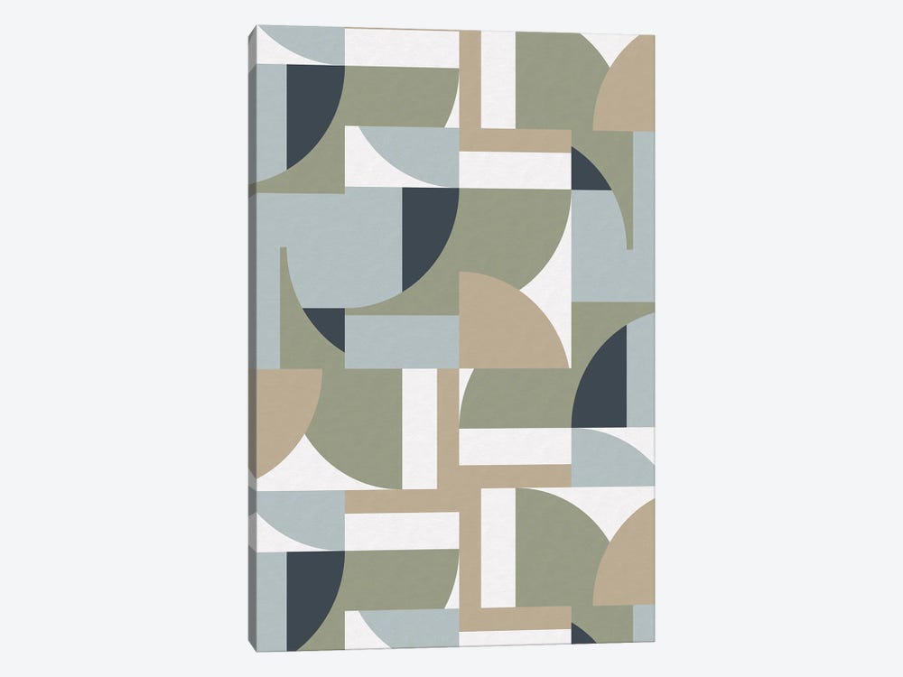 Futuristic Bauhaus Polygons Beige by Ninola Design 1-piece Canvas Print
