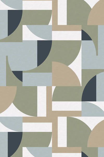 Ninola Design: Futuristic Bauhaus Polygons Beige by Ninola Design