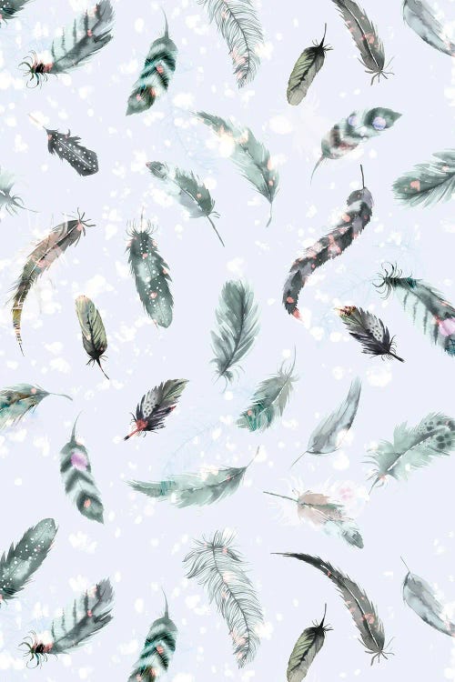 Delicate Boho Feathers Blue