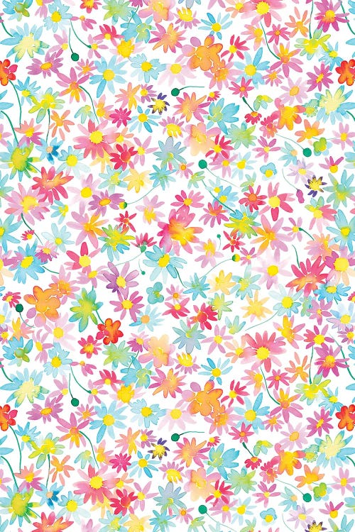 Watercolor Daisies Floral Pink