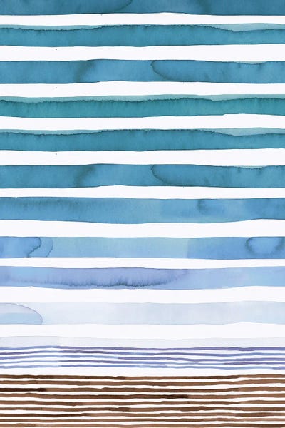 Stripes: Marine Watercolor Stripes by Ninola Design