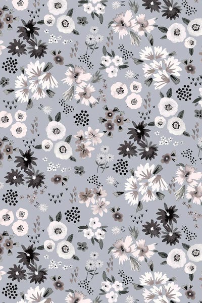 Little Flowers Ecru Gray by Ninola Design metal wall art