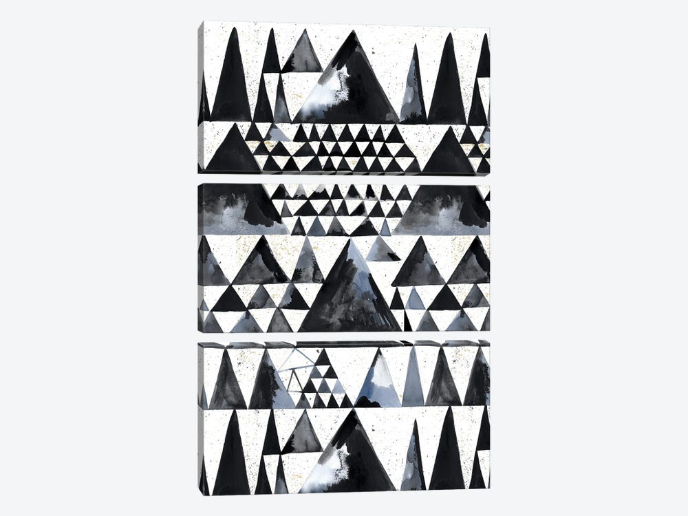 Japandi Ink Scandi Minimal Triangles by Ninola Design 3-piece Canvas Artwork
