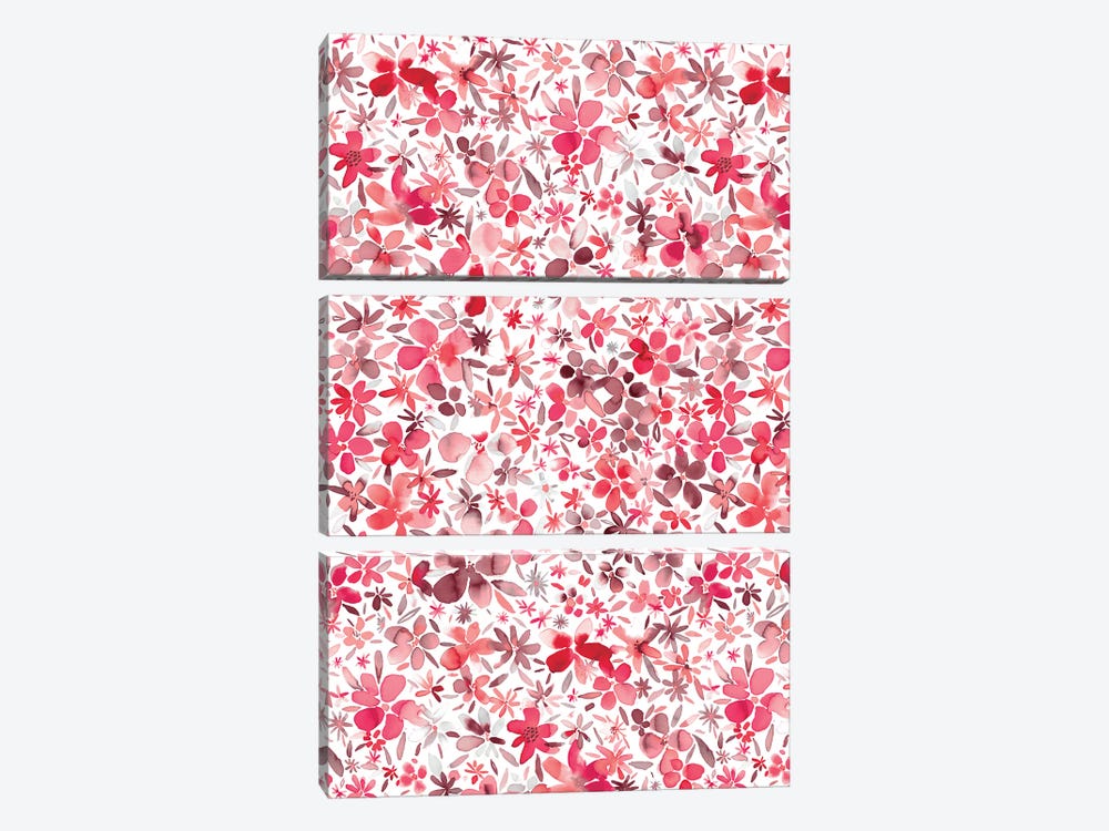 Colorful Flowers Petals Coral  by Ninola Design 3-piece Canvas Print