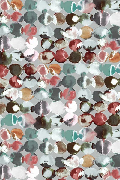 Squares With Concentric Circles Collection: Ink Dots Green Gray by Ninola Design