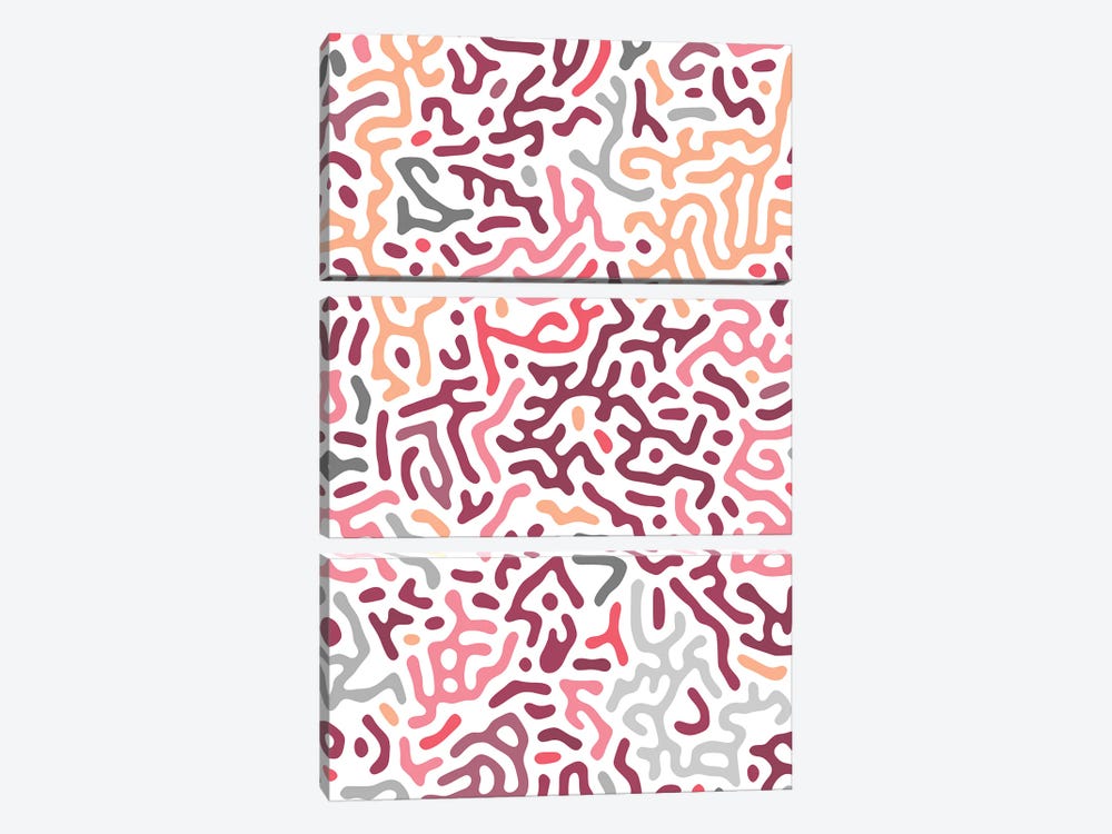 Organic Geo Digital Shapes Pink by Ninola Design 3-piece Canvas Wall Art