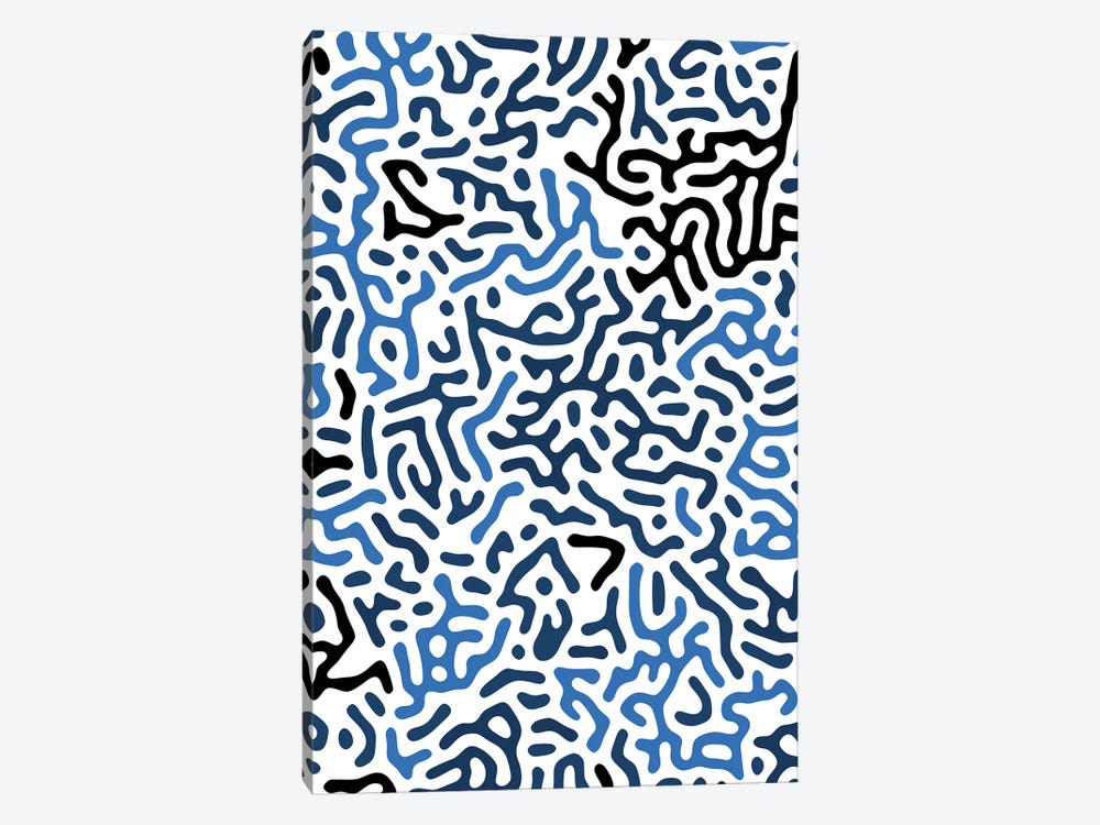 Organic Geo Digital Shapes Blue by Ninola Design 1-piece Canvas Wall Art