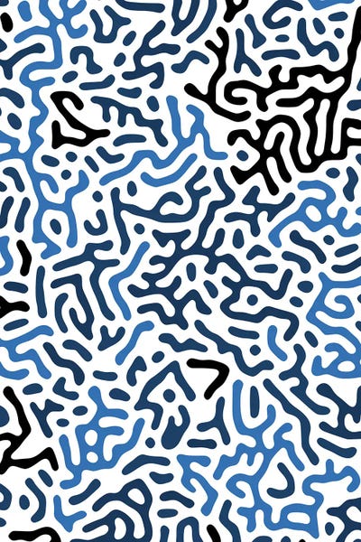 Black & White & Blue: Organic Geo Digital Shapes Blue by Ninola Design