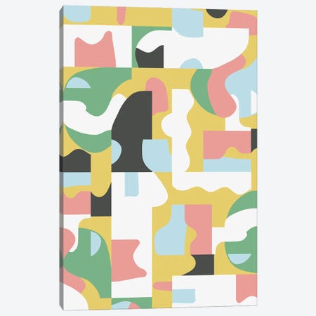 Organic Matisse Blocks Pink Mustard Canvas Print #NDE239} by Ninola Design Canvas Artwork
