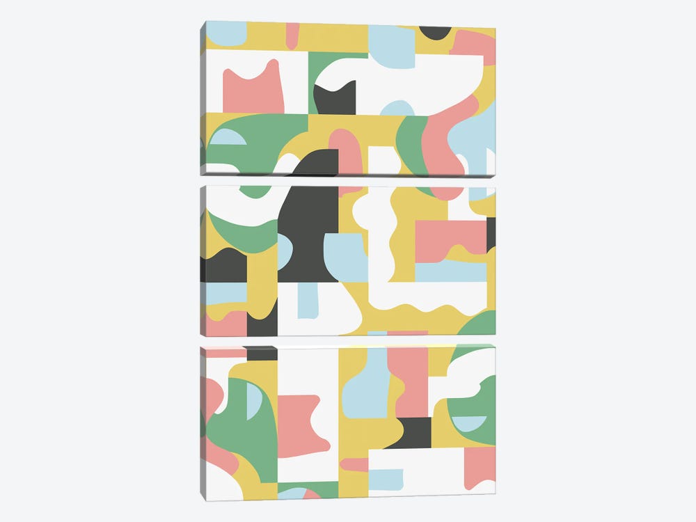 Organic Matisse Blocks Pink Mustard by Ninola Design 3-piece Art Print