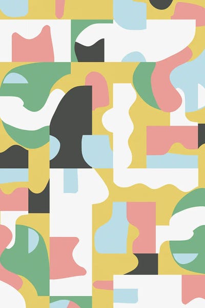 The Cut Outs Collection: Organic Matisse Blocks Pink Mustard by Ninola Design