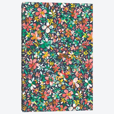 Colorful Flowers Petals Green Canvas Print #NDE23} by Ninola Design Canvas Art