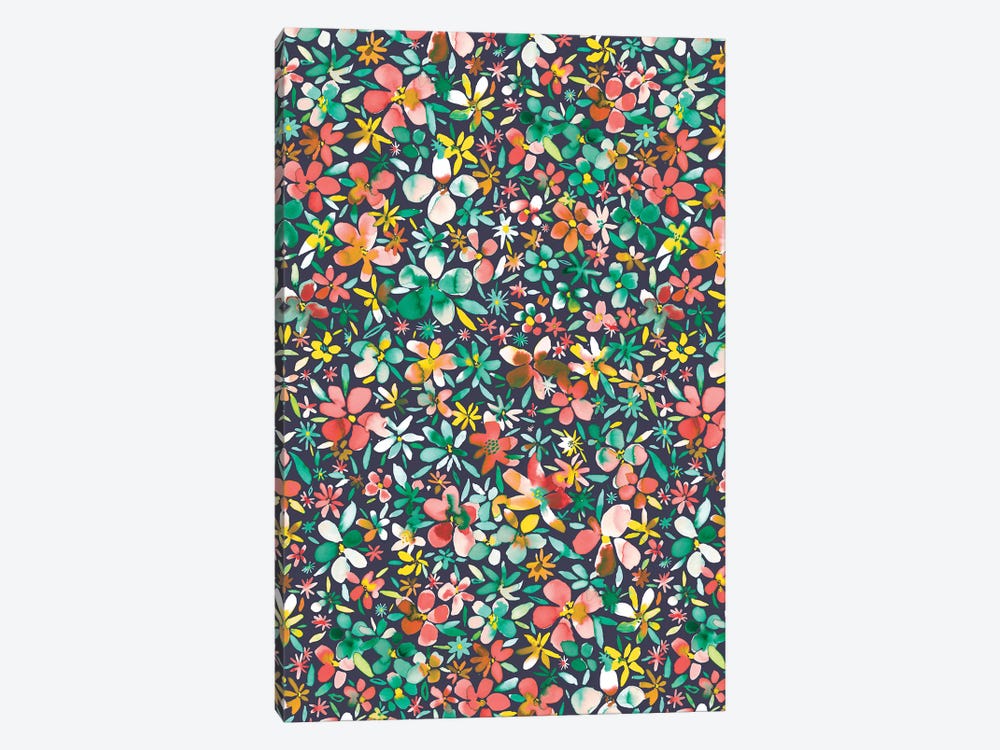 Colorful Flowers Petals Green by Ninola Design 1-piece Canvas Art