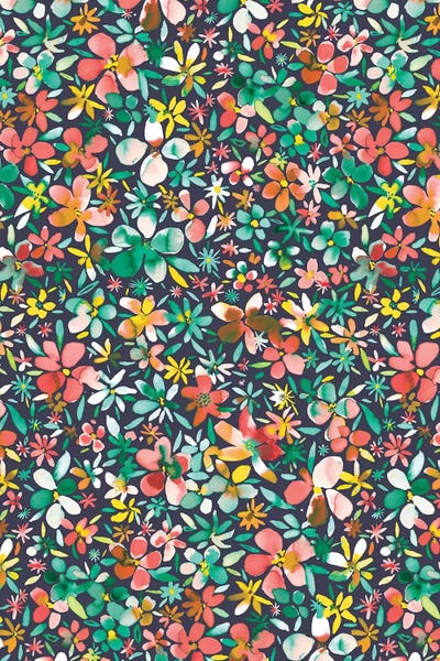 Granny Chic: Colorful Flowers Petals Green by Ninola Design
