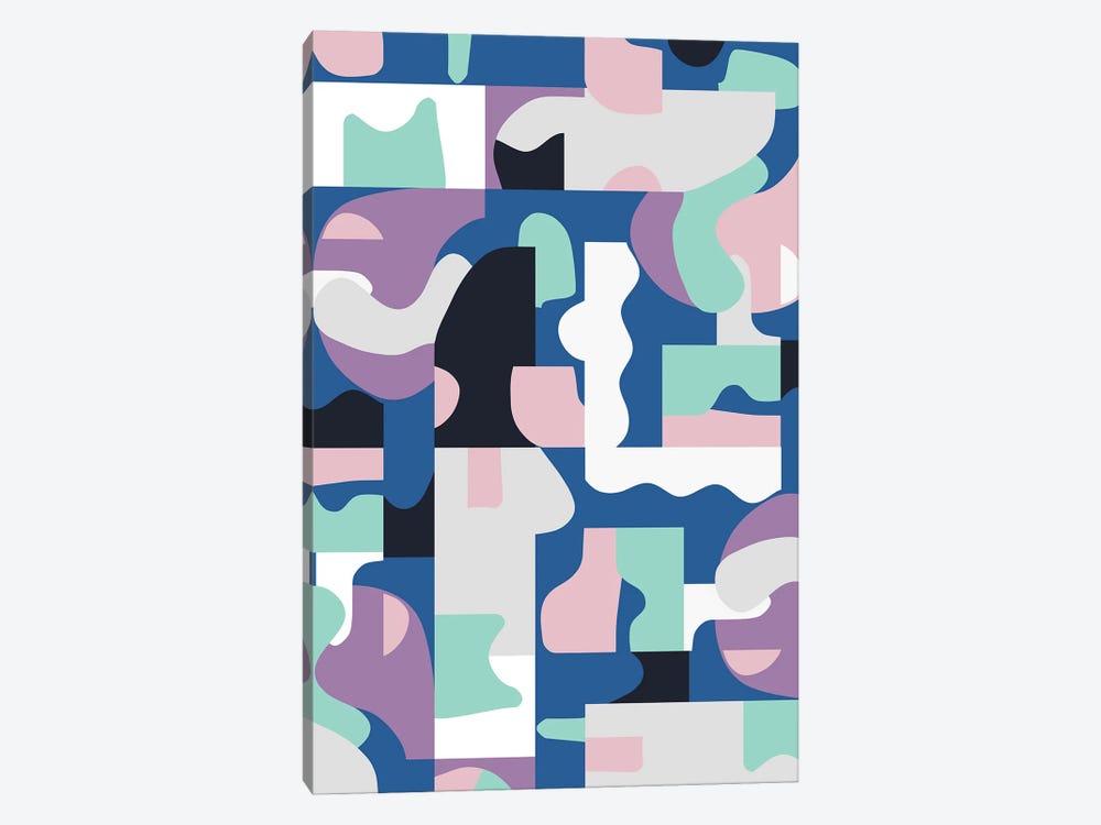 Organic Matisse Blocks Blue Pink by Ninola Design 1-piece Canvas Print