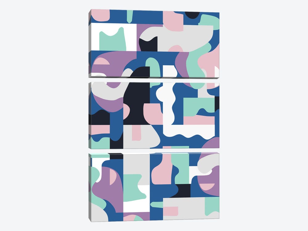 Organic Matisse Blocks Blue Pink by Ninola Design 3-piece Canvas Print