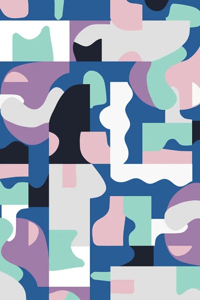 The Cut Outs Collection: Organic Matisse Blocks Blue Pink by Ninola Design