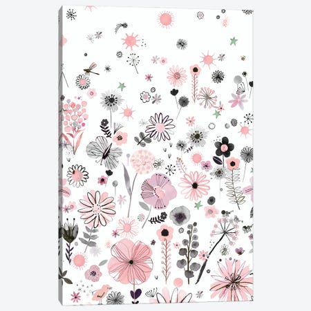 Positive Watercolor Flowers Pink Canvas Print #NDE244} by Ninola Design Canvas Wall Art