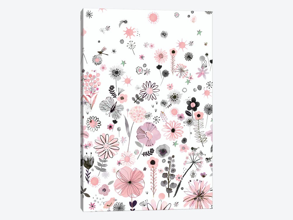 Positive Watercolor Flowers Pink by Ninola Design 1-piece Art Print