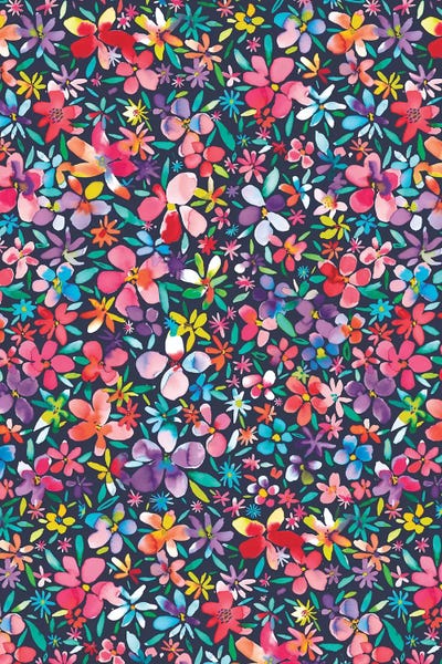 Ninola Design: Colorful Flowers Petals Navy by Ninola Design