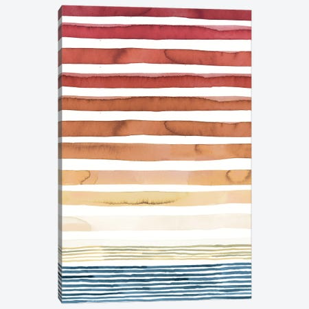 Summer Sunset Watercolor Stripes Canvas Print #NDE251} by Ninola Design Canvas Art