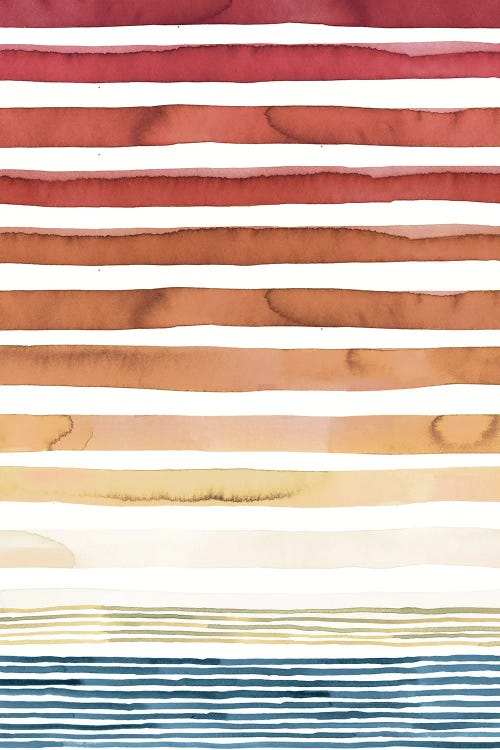 Summer Sunset Watercolor Stripes by Ninola Design wall art