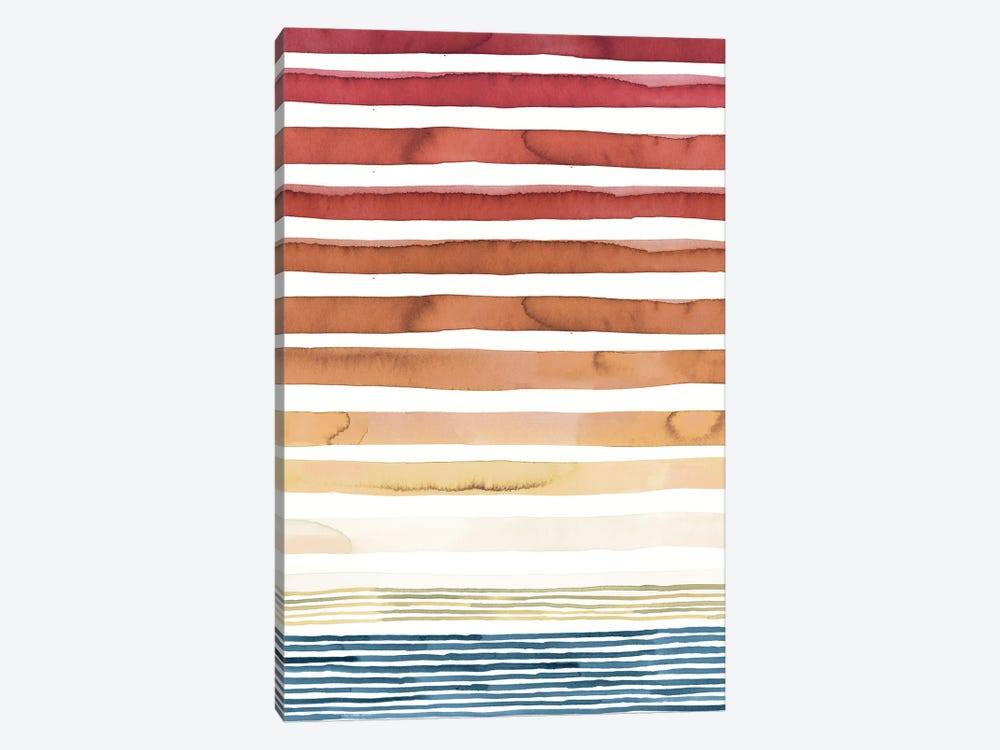 Summer Sunset Watercolor Stripes by Ninola Design 1-piece Canvas Art Print