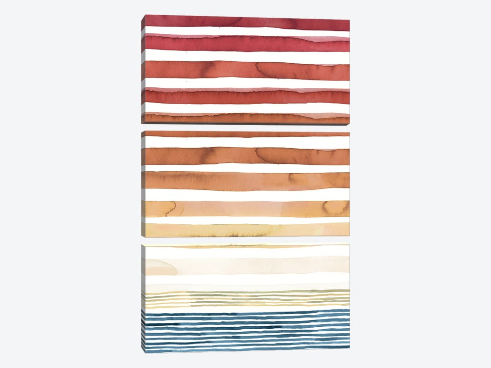 Summer Sunset Watercolor Stripes by Ninola Design 3-piece Art Print