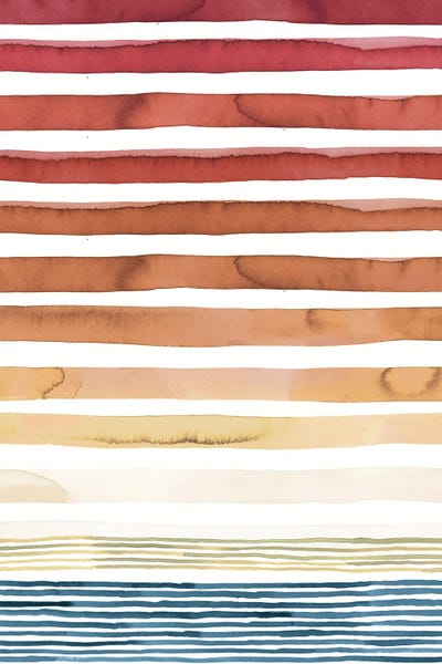 Stripes: Summer Sunset Watercolor Stripes by Ninola Design