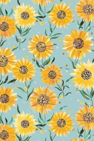 Ninola Design: Summer Countryside Sunflowers Blue by Ninola Design