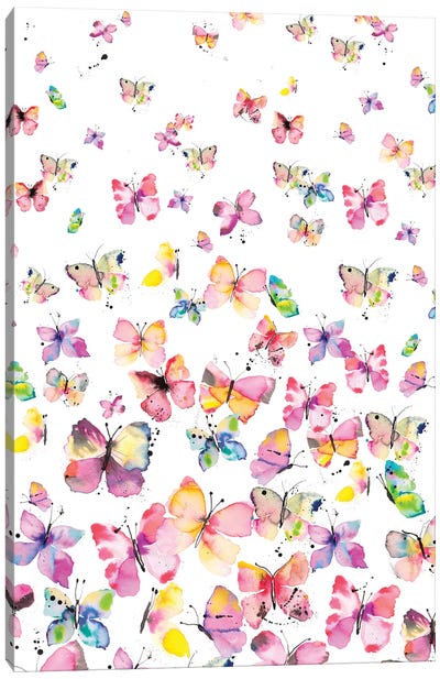 Watercolor Beautiful Butterflies Canvas Art Print - Art Gifts for Kids & Teens