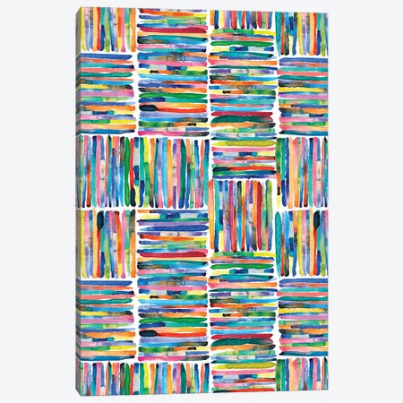 Watercolor Colorful Handpainted Stripes Canvas Print #NDE256} by Ninola Design Art Print